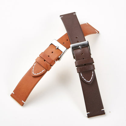 First Layer Retro Cowhide Frosted Leather Quick Release Universal Watch Band, Size： 18mm(Light Brown) - 18mm Bands by PMC Jewellery | Online Shopping South Africa | PMC Jewellery | Buy Now Pay Later Mobicred