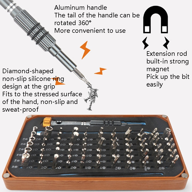 Obadun 9801 68 In 1 Screwdriver Set Manual Batch Glasses Screwdriver Hardware Repair Tool(Wood Grain Box) - Screwdriver Set by Obadun | Online Shopping South Africa | PMC Jewellery