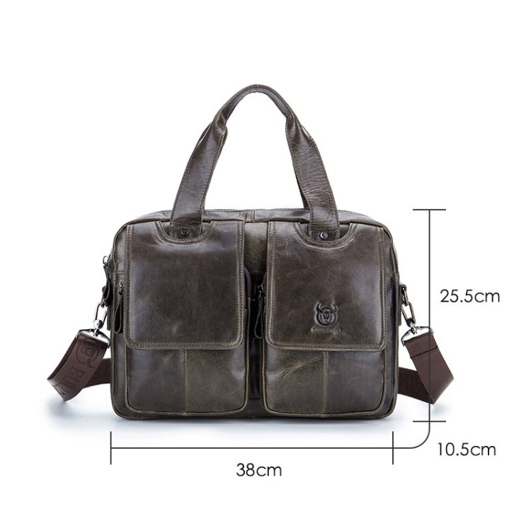 BULL CAPTAIN 042 Men Leather Single-shoulder Messenger Bag Cowhide Handheld Briefcase(Yellow Brown) - free shipping - PMC TechLife - Order now!