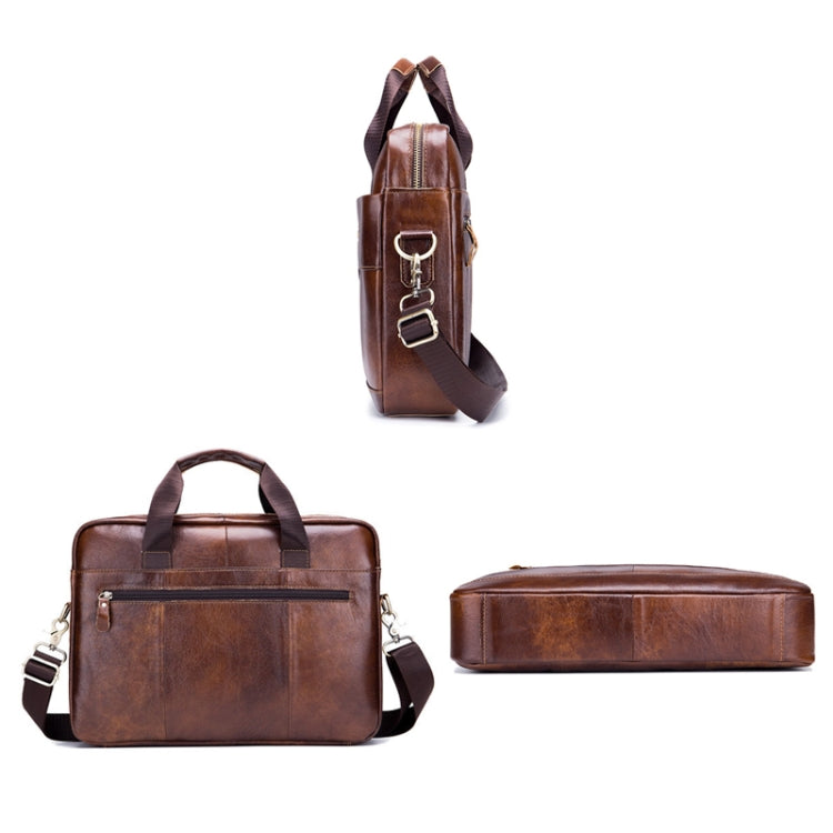 BULL CAPTAIN 044 14 Inch Handheld Computer Briefcase Men Leather Messenger Bag(Brown) - Handbags by BULL CAPTAIN | Online Shopping South Africa | PMC Jewellery