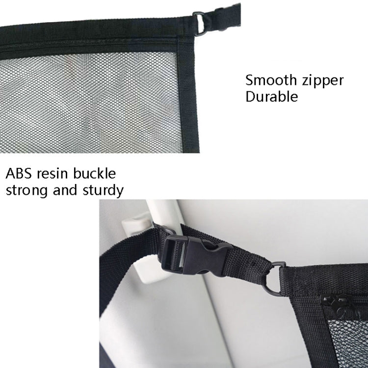 Adjustable Hanging Car Inside Roof Luggage Clothing Storage Net Bag Car Storage Network Pocket, Size: 80x55cm(Double Zipper+Webbing (Black)) - Stowing Tidying by PMC Jewellery | Online Shopping South Africa | PMC Jewellery