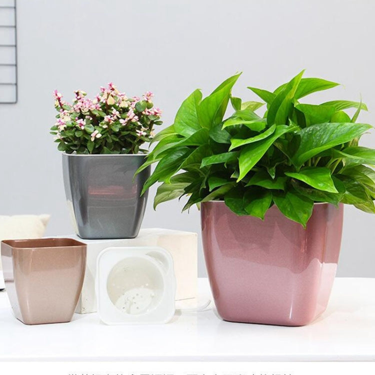 Imitation Metal Colorful Water Storage Plastic Flowerpot, Size: G109 Medium Pot(Square Rose Gold) - Flower Pots & Planters by PMC Jewellery | Online Shopping South Africa | PMC Jewellery