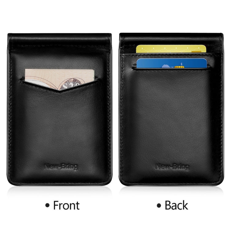 New-Bring Anti-Theft RFID Card Holder Men Ultra-Thin Card Holder Multi-Card Position ID Leather Case(Black) - Card & Passport Bags by New-Bring | Online Shopping South Africa | PMC Jewellery | Buy Now Pay Later Mobicred