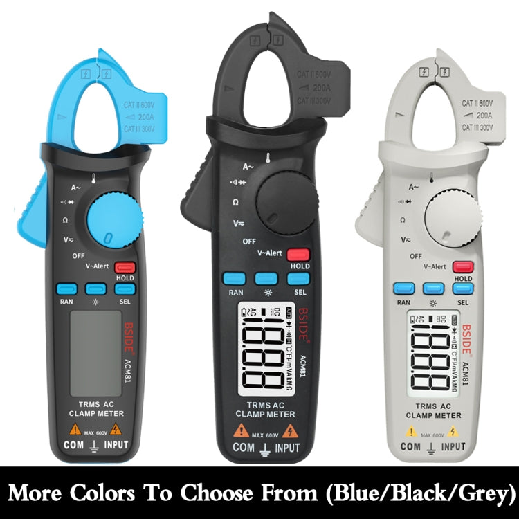 BSIDE ACM81 Digital Clamp Meter Auto-Rang 1mA Accuracy 200A Current DC AC Multimeter(Black) - Digital Multimeter by BSIDE | Online Shopping South Africa | PMC TechLife | Buy Now Pay Later Mobicred