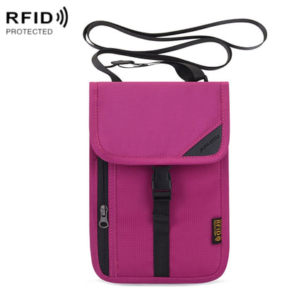 1062 Travel Passport Bag RFID Multi-Function Document Holder Hanging Neck Ticket Protective Case(Rose Red) - Antimagnetic RFID Package by PMC Jewellery | Online Shopping South Africa | PMC Jewellery | Buy Now Pay Later Mobicred