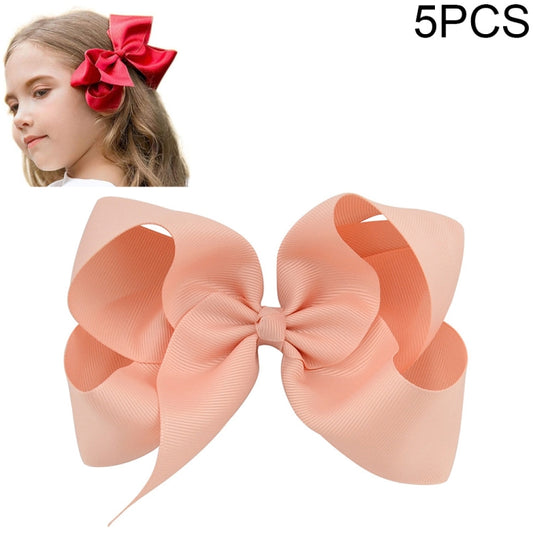 5 PCS 6 Inch Colorful Kids Girls Big Solid Ribbon Hair Bow Clips(8) - Head Bands by PMC Jewellery | Online Shopping South Africa | PMC Jewellery