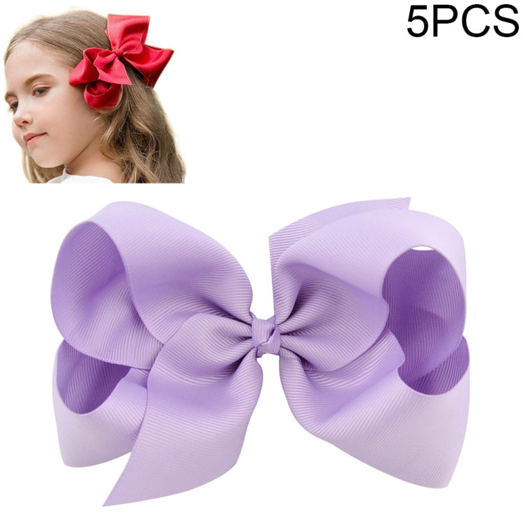 5 PCS 6 Inch Colorful Kids Girls Big Solid Ribbon Hair Bow Clips(25) - Head Bands by PMC Jewellery | Online Shopping South Africa | PMC Jewellery