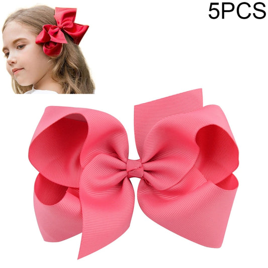 5 PCS 6 Inch Colorful Kids Girls Big Solid Ribbon Hair Bow Clips(27) - Head Bands by PMC Jewellery | Online Shopping South Africa | PMC Jewellery