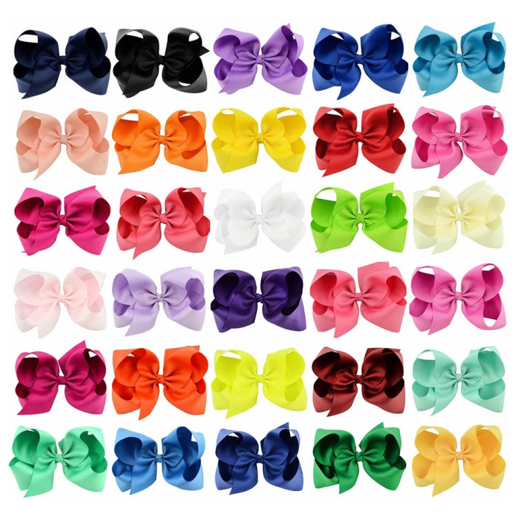 5 PCS 6 Inch Colorful Kids Girls Big Solid Ribbon Hair Bow Clips(25) - Head Bands by PMC Jewellery | Online Shopping South Africa | PMC Jewellery