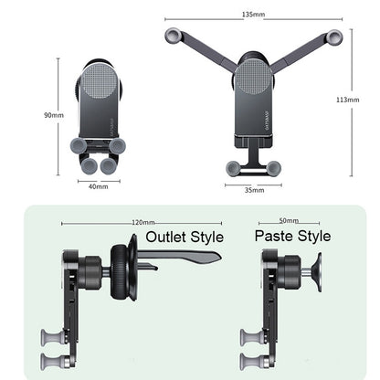 Oatsbasf Car Gravity Metal Bracket Scalable and Stable Mobile Phone Bracket Folding Screen Mobile Phone Exclusive Car Bracket(Outlet Silver) - Car Holders by Oatsbasf | Online Shopping South Africa | PMC Jewellery