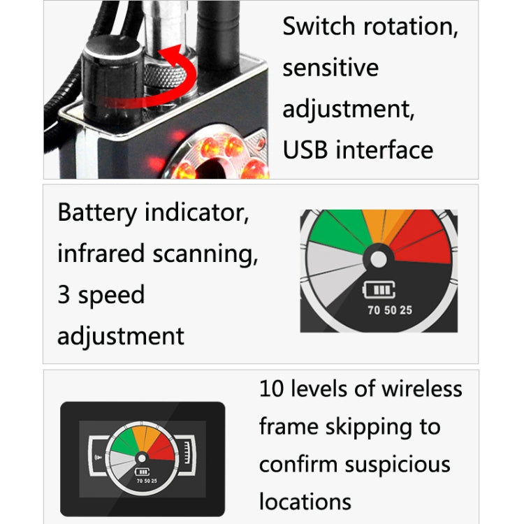 K88 Signal Detector Anti-Stealing Anti-Stealing GPS Scan Detector Defense Tracking Camera Detector - RF Signal Detector by PMC Jewellery | Online Shopping South Africa | PMC Jewellery