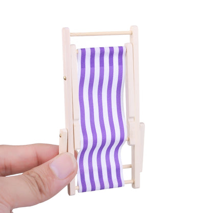 2 PCS 1:12 Beach Lounge Chair Simulation Model Outdoor Beach Scene Shooting Props Can Be Folded(Purple) - Other Props by PMC Jewellery | Online Shopping South Africa | PMC Jewellery