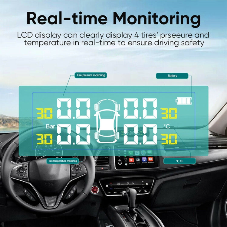 T1 Vehicle-mounted Solar Wireless Tire Pressure Monitoring System General-purpose Vehicle Tire Pressure Thermometer(Black) - Tire Pressure Gauges by PMC Jewellery | Online Shopping South Africa | PMC Jewellery