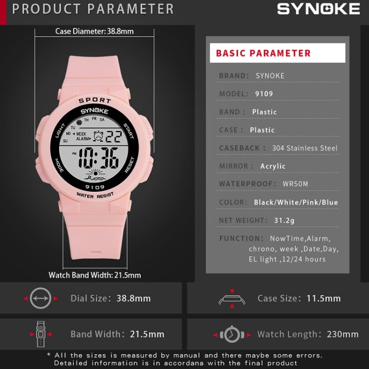 SYNOKE 9109 Student Multifunctional Waterproof Colorful Luminous Electronic Watch(Black) - Silicone Strap Watches by SYNOKE | Online Shopping South Africa | PMC Jewellery | Buy Now Pay Later Mobicred