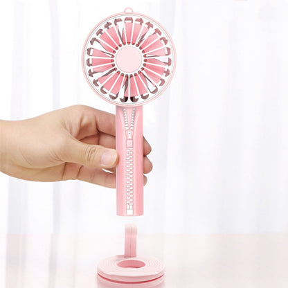 Zipper Fan USB Mini Handheld Fan Portable with Stand Base(Lvory White) - Electric Fans by PMC Jewellery | Online Shopping South Africa | PMC Jewellery
