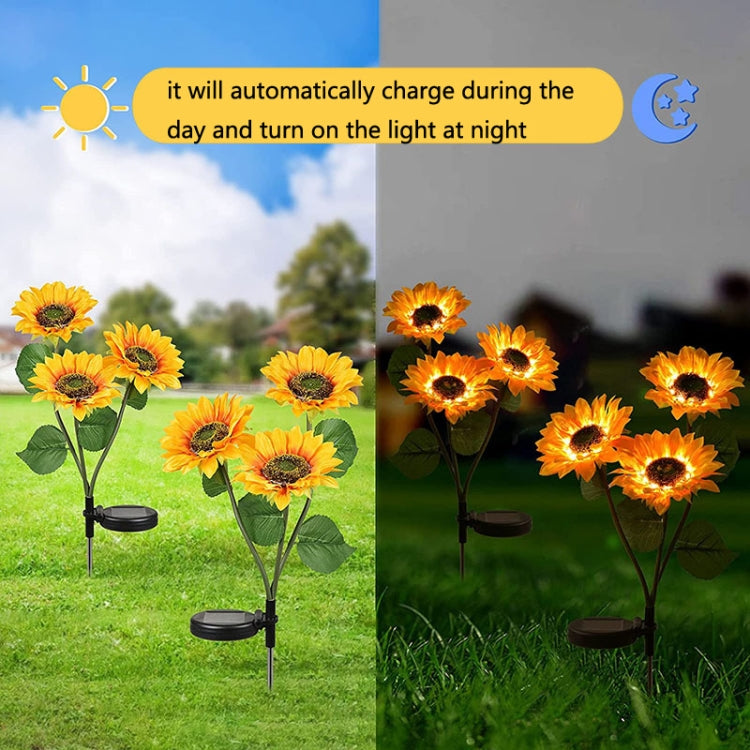 Solar Sunflower Decoration Light LED Garden Lawn Landscape Light, Specification: Three Heads - With Solar Panel by PMC Jewellery | Online Shopping South Africa | PMC Jewellery