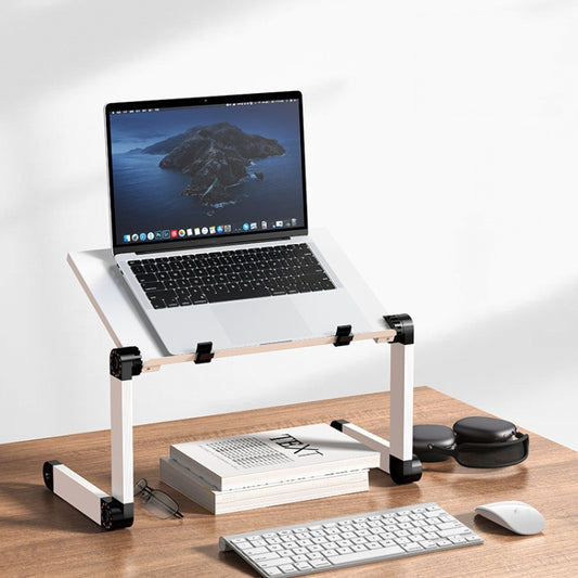 Oatsbasf Folding Computer Desk Laptop Stand Foldable Lifting Heightening Storage Portable Rack,Style: L02 White - Laptop Stand by Oatsbasf | Online Shopping South Africa | PMC Jewellery