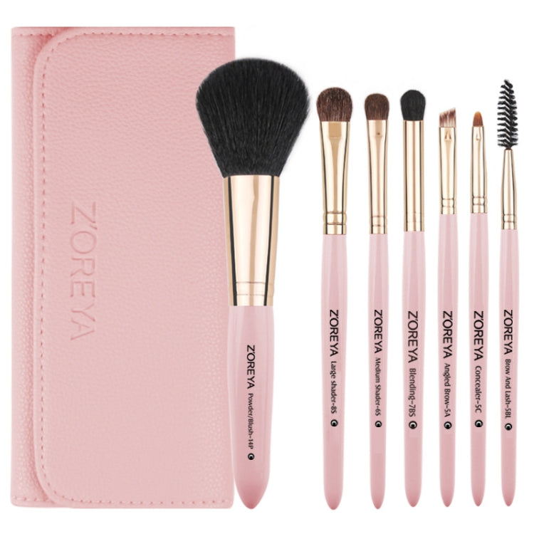 ZOREYA 7-In-1 Makeup Brush Set Brush Blush Brush Foundation Brush With Makeup Brush Bag(New Pink) - Makeup Brushes by PMC Jewellery | Online Shopping South Africa | PMC Jewellery