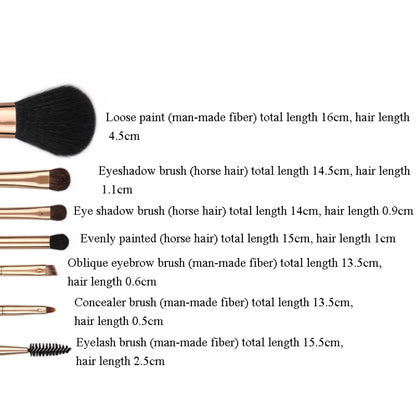 ZOREYA 7-In-1 Makeup Brush Set Brush Blush Brush Foundation Brush With Makeup Brush Bag(Old Blue) - Makeup Brushes by PMC Jewellery | Online Shopping South Africa | PMC Jewellery