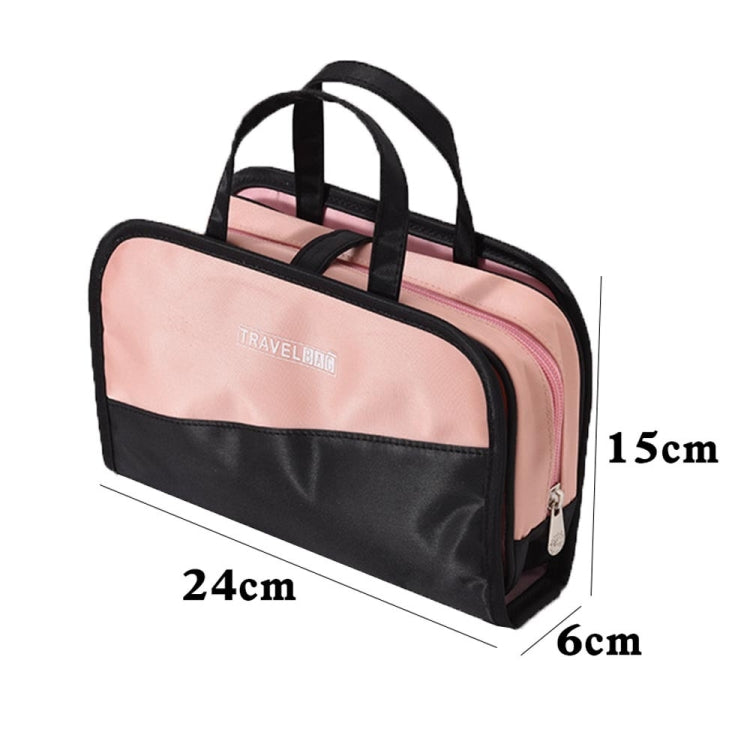 Multifunctional 2 In 1 Cosmetic Bag Portable Large Capacity Transparent Cosmetic Brush Storage Bag Wash Bag(Black + Pink) - Storage Boxes by PMC Jewellery | Online Shopping South Africa | PMC Jewellery