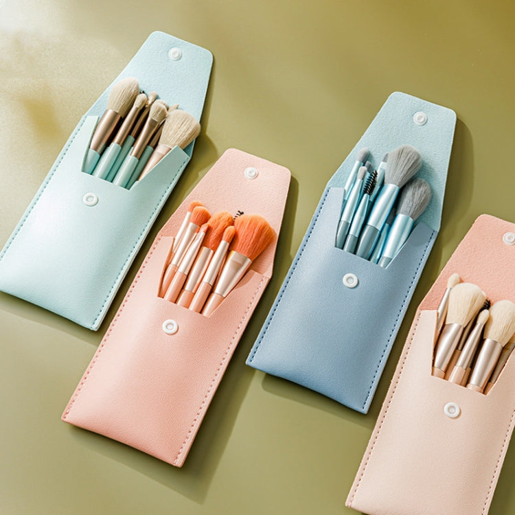 8-in-1 Mini Wooden Handle Makeup Brush Set Portable Loose Powder Brush(Fog Blue) - Makeup Brushes by PMC Jewellery | Online Shopping South Africa | PMC Jewellery