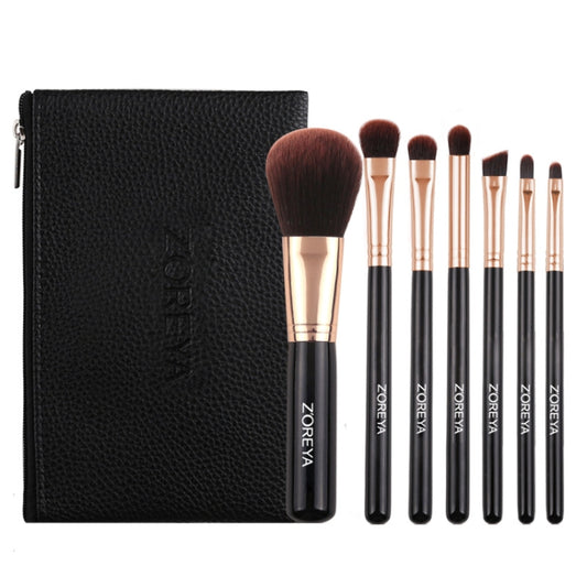 ZOREYA ZS744 7 In 1 Makeup Brush Set Beauty Tools Brush, Exterior color: Black + Bag - Makeup Brushes by PMC Jewellery | Online Shopping South Africa | PMC Jewellery