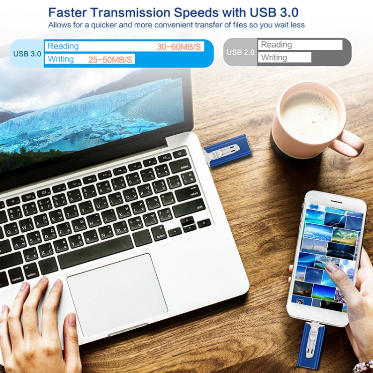 128GB Micro USB + 8 Pin + USB 2.0 3 in 1 Mobile Phone Computer U-Disk(Rose Gold) - U Disk & Card Reader by PMC TechLife | Online Shopping South Africa | PMC TechLife