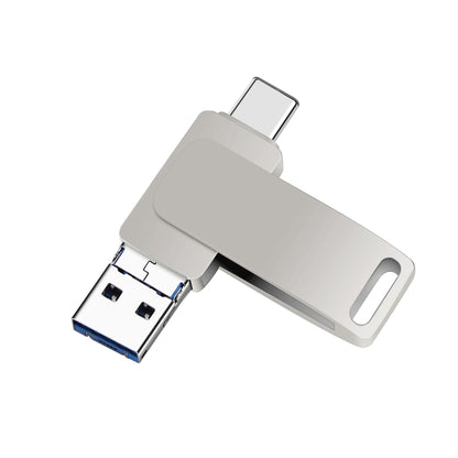 16 GB USB 3.0 + 8 Pin + USB-C / Type-C 3 in 1 Phone Computer Metal Rotatable U-Disk(Silver Gray) - U Disk & Card Reader by PMC Jewellery | Online Shopping South Africa | PMC Jewellery | Buy Now Pay Later Mobicred