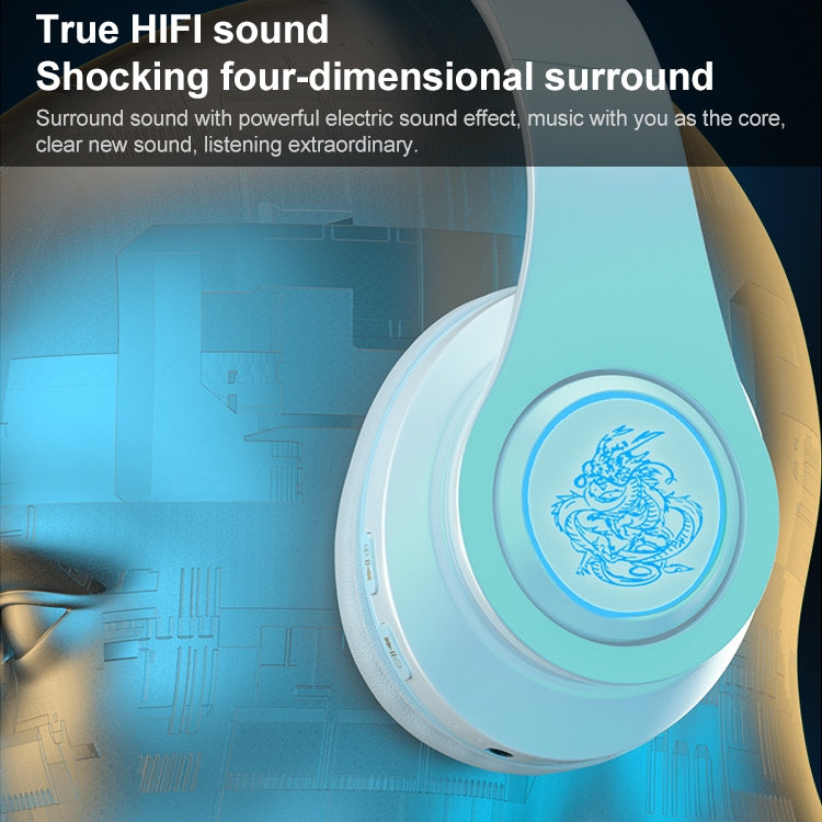 B39 Wireless Bluetooth Headset Subwoofer With Breathing Light Support TF Card(Black Blue) - Headset & Headphone by PMC TechLife | Online Shopping South Africa | PMC TechLife | Buy Now Pay Later Mobicred