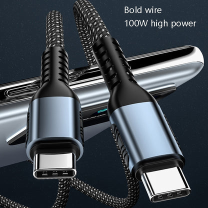 1m 100W PD Fast Charge Type-C Male to Male Data Sync Charging Braided Cable, Length: - USB-C & Type-C Cable by PMC Jewellery | Online Shopping South Africa | PMC Jewellery