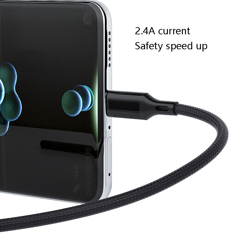 4 PCS 2.4A USB-C / Type-C to USB Braided Fast Charging Sync Data Cable, Length: 2m (Black) - USB-C & Type-C Cable by PMC TechLife | Online Shopping South Africa | PMC TechLife | Buy Now Pay Later Mobicred