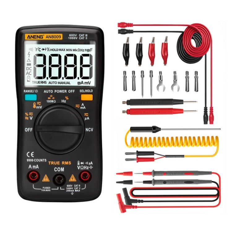 ANENG AN8009 NVC Digital Display Multimeter, Specification: Standard with Cable(Black) - Current & Voltage Tester by ANENG | Online Shopping South Africa | PMC Jewellery | Buy Now Pay Later Mobicred