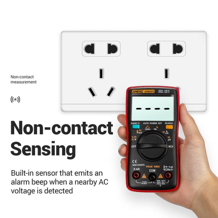 ANENG AN8009 NVC Digital Display Multimeter, Specification: Standard with Cable(Black) - Current & Voltage Tester by ANENG | Online Shopping South Africa | PMC Jewellery | Buy Now Pay Later Mobicred