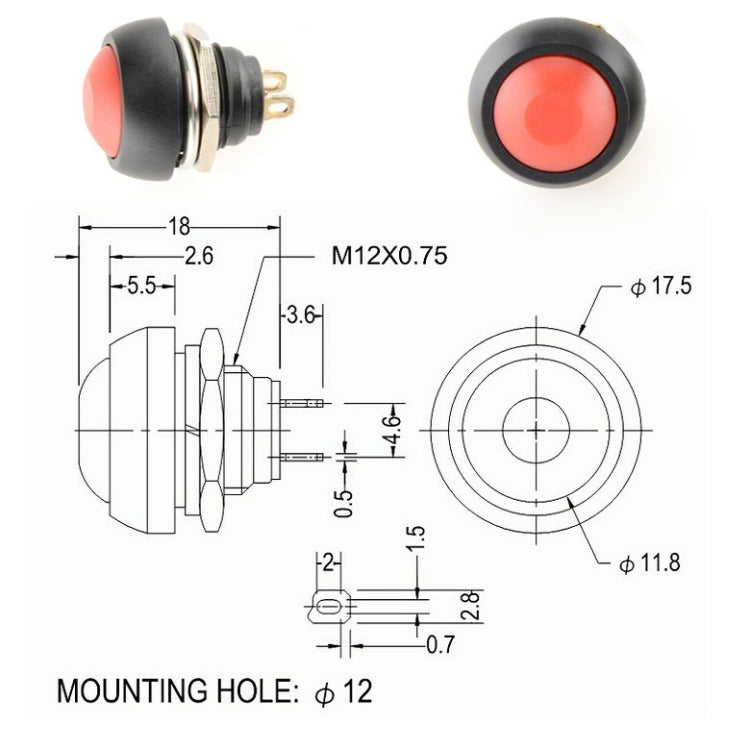 10 PCS Small Waterproof Self-Reset Button Switch(Black) - Switch by PMC TechLife | Online Shopping South Africa | PMC TechLife | Buy Now Pay Later Mobicred