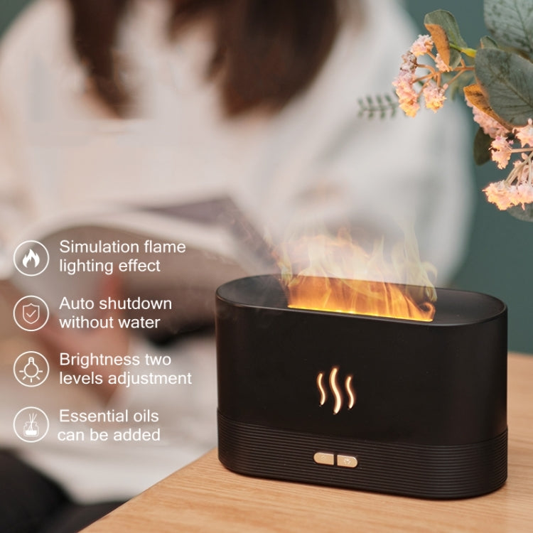 Flame Aroma Diffuser Night Light Humidifier(Black) - Air Purifiers & Accessories by PMC TechLife | Online Shopping South Africa | PMC TechLife