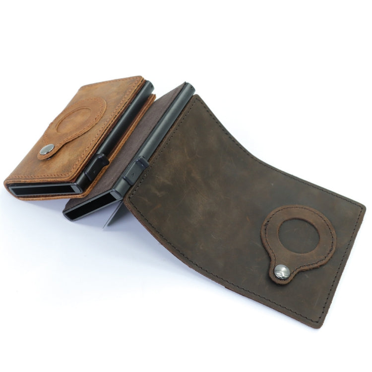 Anti-Theft Positioning Wallet Men Card Holder Mini Wallets For Airtag(Cowhide Dark Brown) - Wallet Series by PMC Jewellery | Online Shopping South Africa | PMC Jewellery