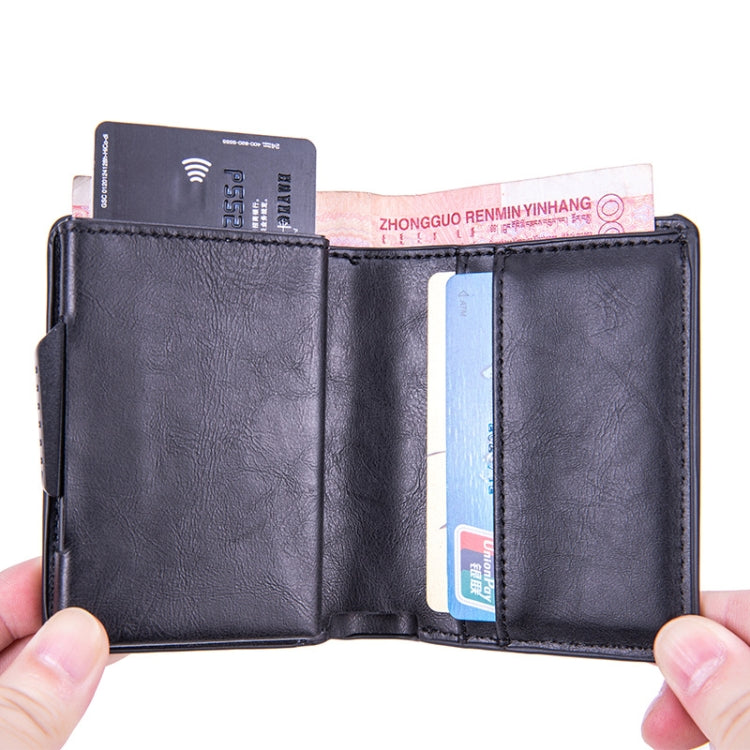 RFID Automatic Pop-Up Card Holder Multi-Function Locator Wallet For AirTag(Black) - Wallet Series by PMC Jewellery | Online Shopping South Africa | PMC Jewellery