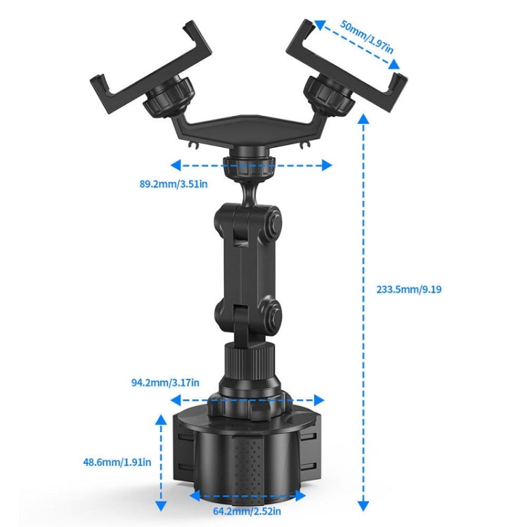 Double Chuck Rotary Multifunctional Cup Holder Mobile Phone Holder(Cup T1) - Car Holders by PMC TechLife | Online Shopping South Africa | PMC TechLife