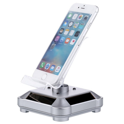 Solar Turntable Mobile Phone Stand Display Stand With Coloful Light(Silver) - Desktop Holder by PMC Jewellery | Online Shopping South Africa | PMC Jewellery