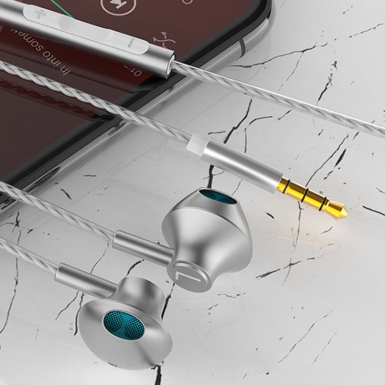 TS5000 3.5mm Metal Subwoofer Wired Earphone(Silver Gray) - Normal Style Earphone by PMC TechLife | Online Shopping South Africa | PMC TechLife