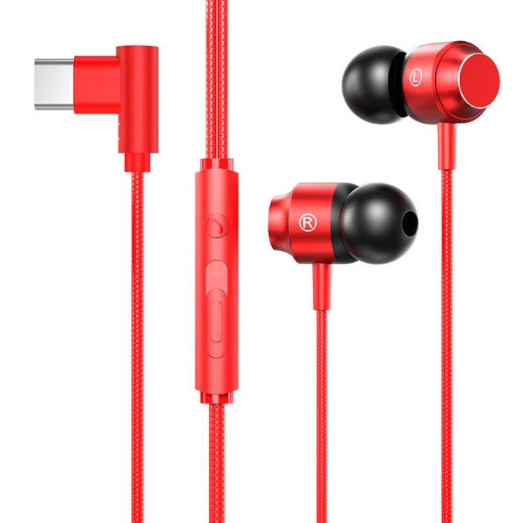 TS902 Metal In-Ear USB-C / Type-C Game Earphone, Cable Length: 1.2m(Red) - Type-C Earphone by PMC Jewellery | Online Shopping South Africa | PMC Jewellery