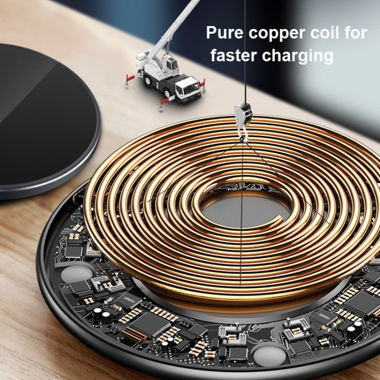 15W Metal Round Wireless Charger Smart Fast Charge(Black + Black Surface) - Wireless Charger by PMC Jewellery | Online Shopping South Africa | PMC Jewellery