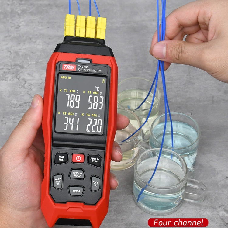 TASI Contact Temperature Meter K-Type Thermocouple Probe Thermometer, Style: TA612C 4 Channels - Thermostat & Thermometer by TASI | Online Shopping South Africa | PMC Jewellery
