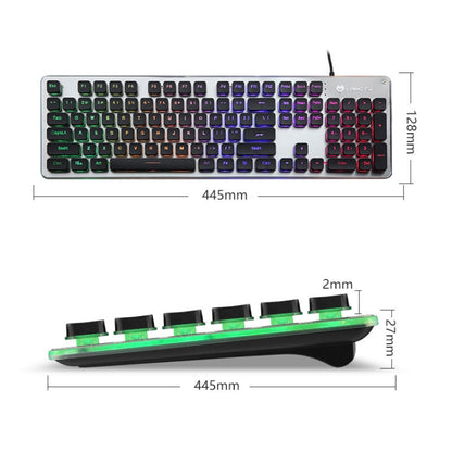 LANGTU L1 104 Keys USB Home Office Film Luminous Wired Keyboard, Cable Length:1.6m(Ice Blue Light Black) - Wired Keyboard by LANGTU | Online Shopping South Africa | PMC Jewellery