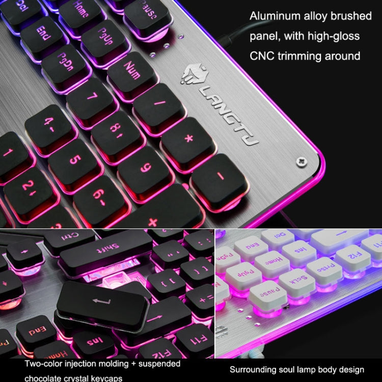 LANGTU L1 104 Keys USB Home Office Film Luminous Wired Keyboard, Cable Length:1.6m(Ice Blue Light Black) - Wired Keyboard by LANGTU | Online Shopping South Africa | PMC Jewellery