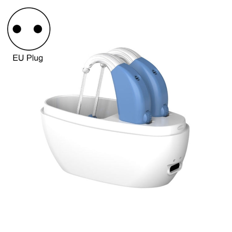 Elderly Use Can Charge Sound Amplifier Hearing Aid, Specification: EU Plug(Blue Double Machine+White Charging Bin) - Hearing Aids by PMC Jewellery | Online Shopping South Africa | PMC Jewellery