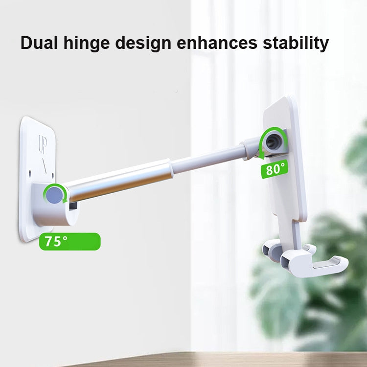 2 PCS T11 Wall Paste Mobile Phone Bracket Foldable Lift Bathroom Kitchen Wall Bracket(White) - free shipping - PMC TechLife - Order now!