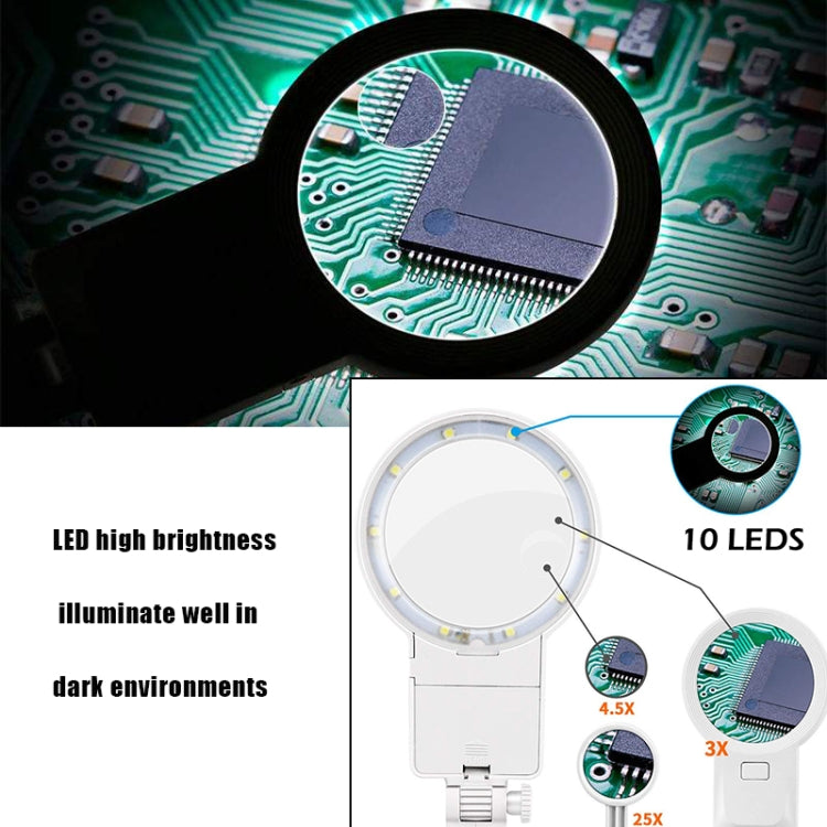 Desktop Multifunctional Chip Welding Repair Inspection Magnifying Glass with LED Light(Black) - Repair Platform by PMC TechLife | Online Shopping South Africa | PMC TechLife