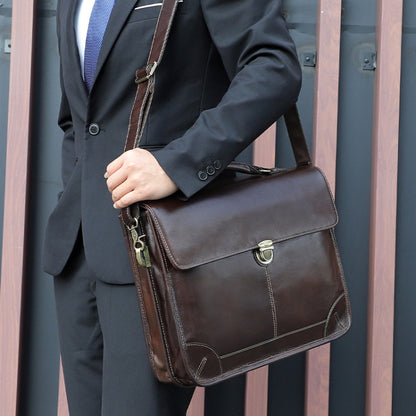 Men Retro Cowhide Leather Briefcase Multifunctional Laptop Bag for 15.6 Inch Computer(Coffee) - 15.6 - 17 inch by J.M.D | Online Shopping South Africa | PMC Jewellery | Buy Now Pay Later Mobicred