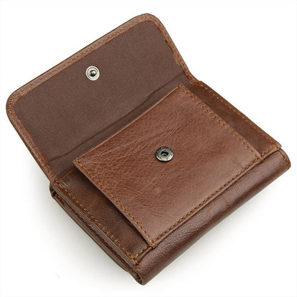 Men Casual Retro RFID Blocking Anti-Scanning Cowhide Leather Short Wallet(Coffee) - Wallets by J.M.D | Online Shopping South Africa | PMC Jewellery | Buy Now Pay Later Mobicred